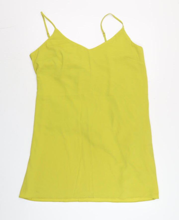 River Island Women's Yellow Slip Dress Size 16 V-Neck Summer Style
