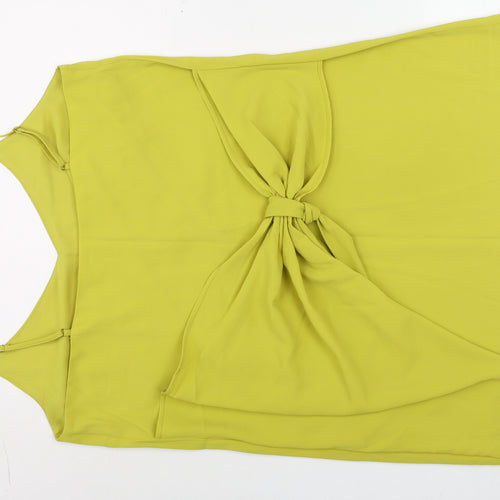 River Island Women's Yellow Slip Dress Size 16 V-Neck Summer Style