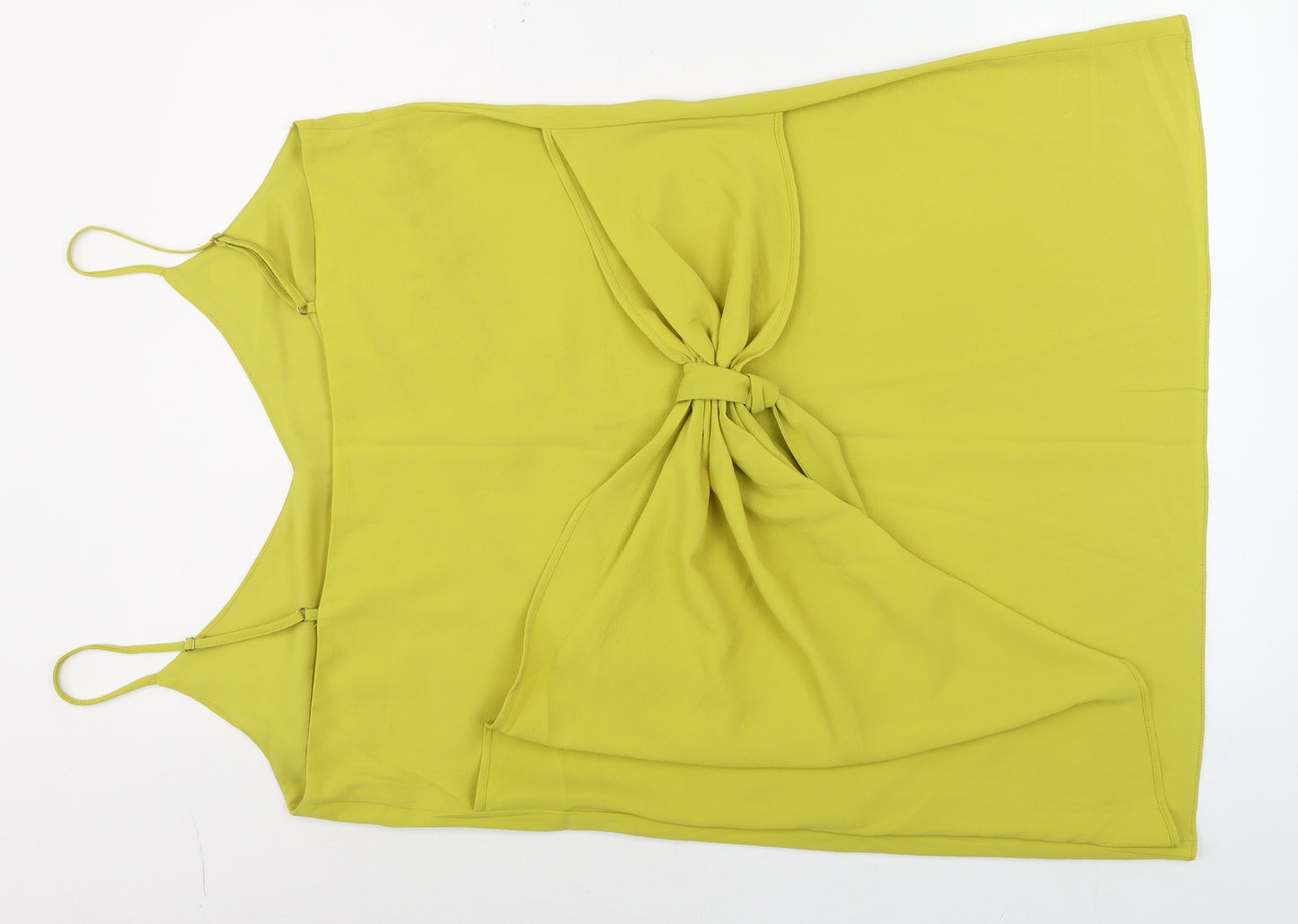 River Island Women's Yellow Slip Dress Size 16 V-Neck Summer Style