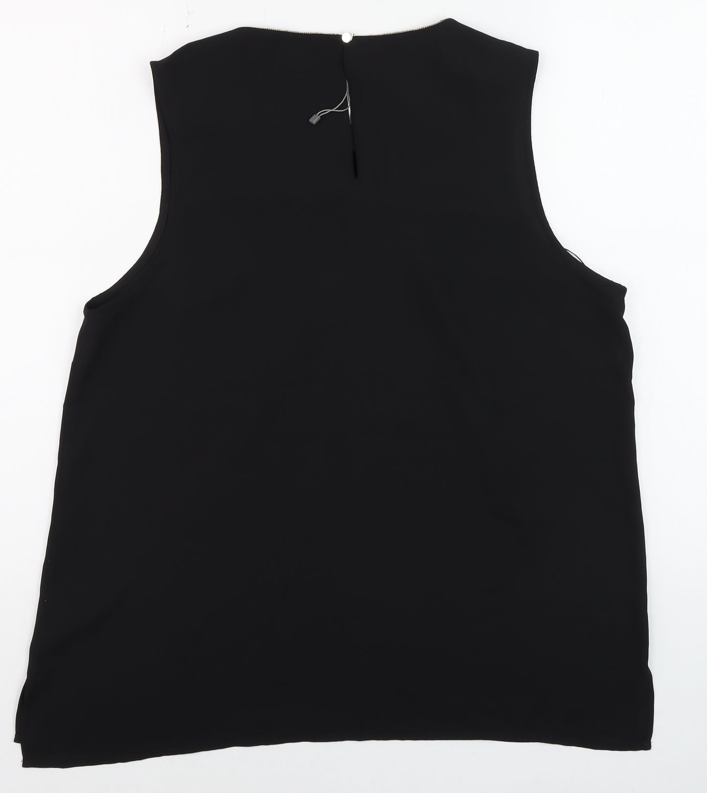 Oasis Women Black Sleeveless Pleated Chiffon Blouse Size 16