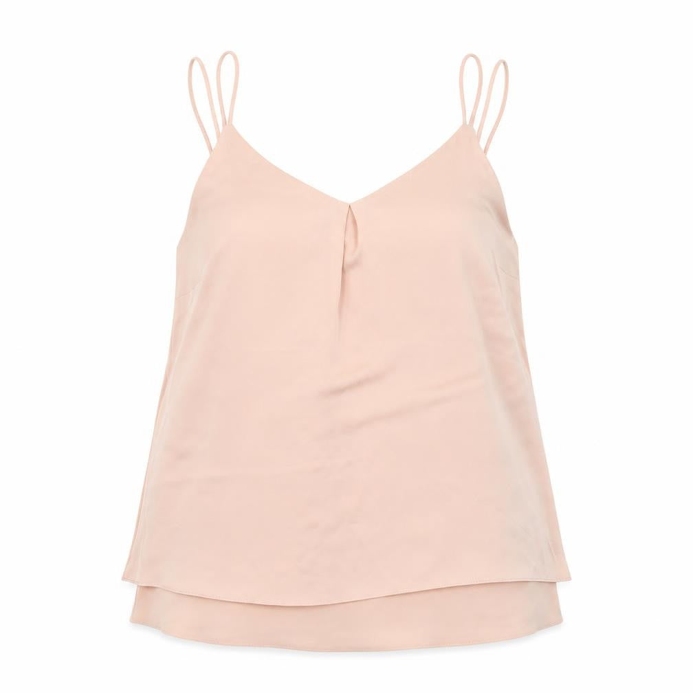 Front view of Wallis women’s beige v-neck camisole tank top, size UK 14
