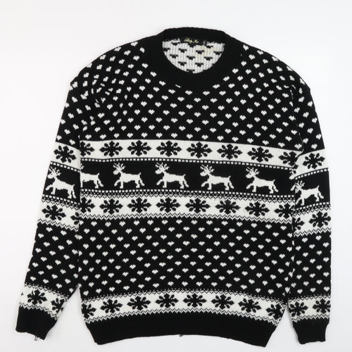 Lady Ice Men Black 2XL Fair Isle Christmas Jumper
