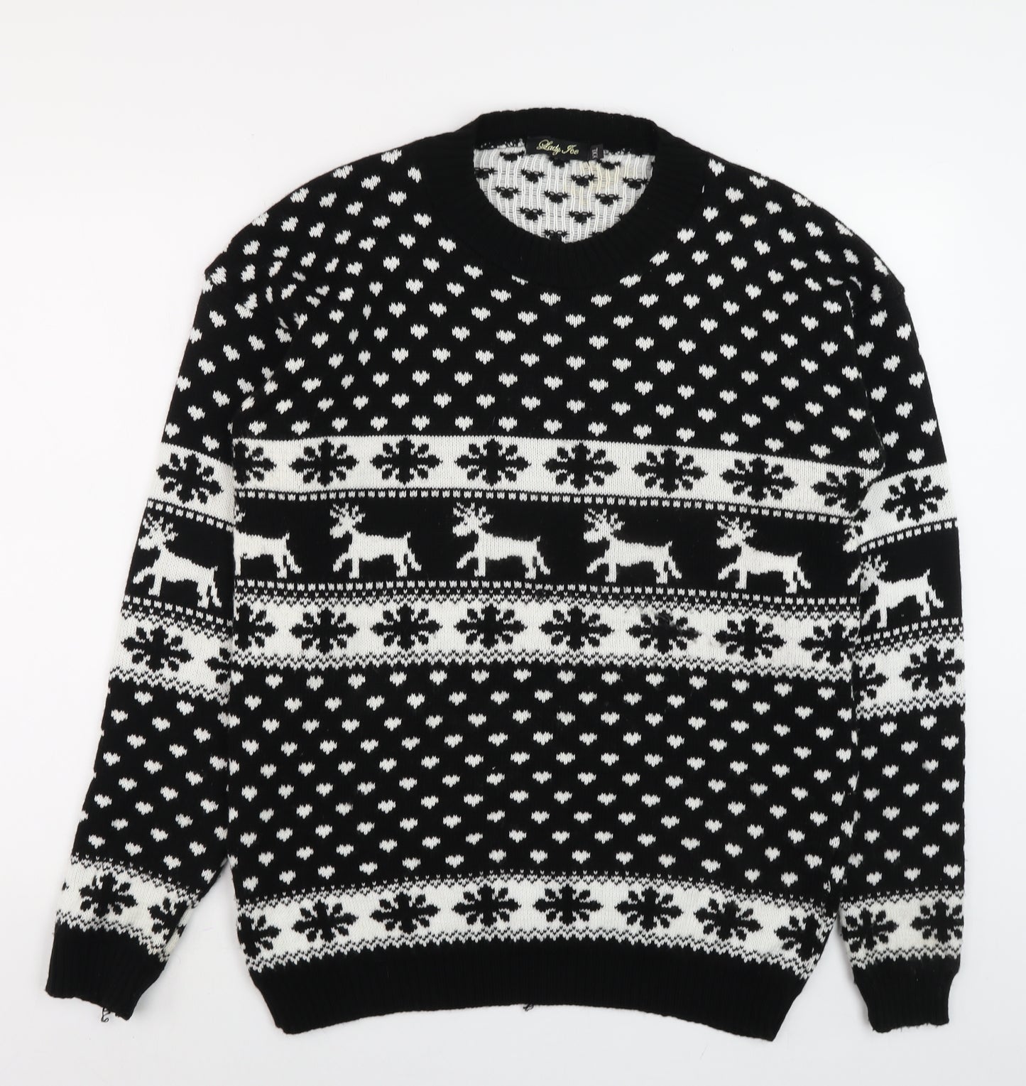 Lady Ice Men Black 2XL Fair Isle Christmas Jumper
