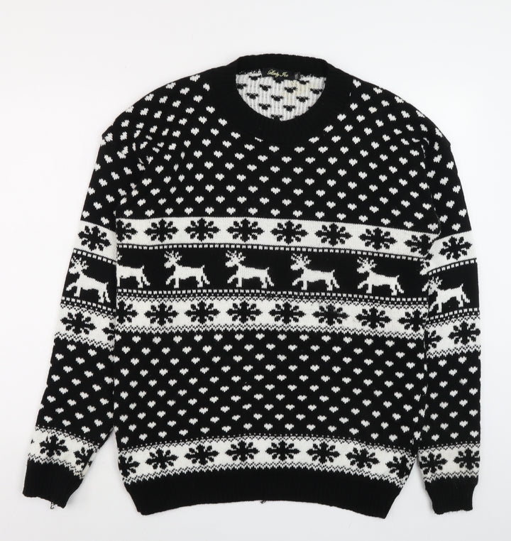 Lady Ice Men Black 2XL Fair Isle Christmas Jumper