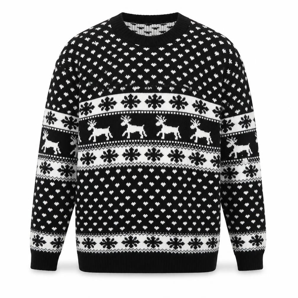 Front view of Lady Ice Men Black 2XL Fair Isle Christmas Jumper