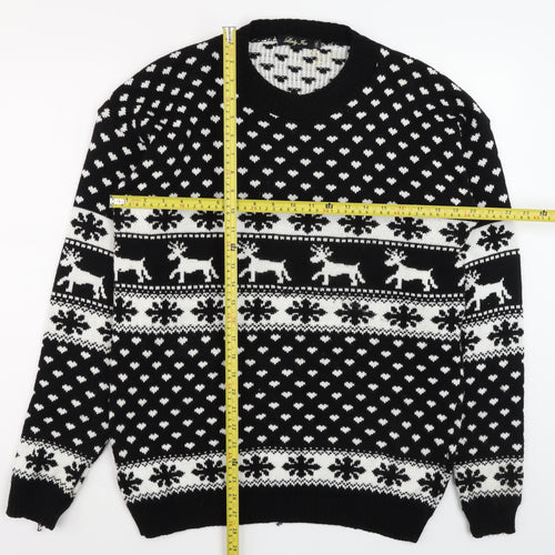 Lady Ice Men Black 2XL Fair Isle Christmas Jumper