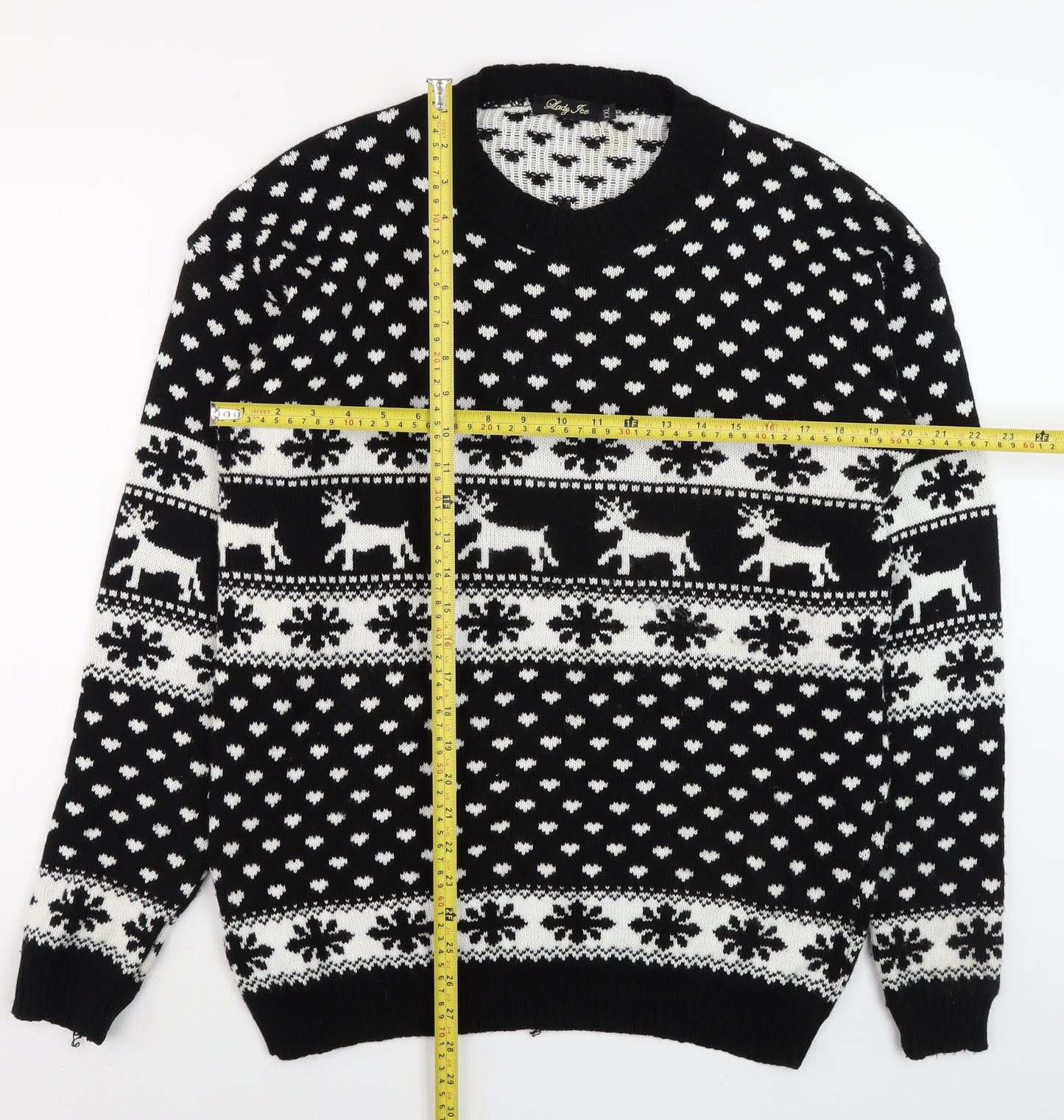 Lady Ice Men Black 2XL Fair Isle Christmas Jumper