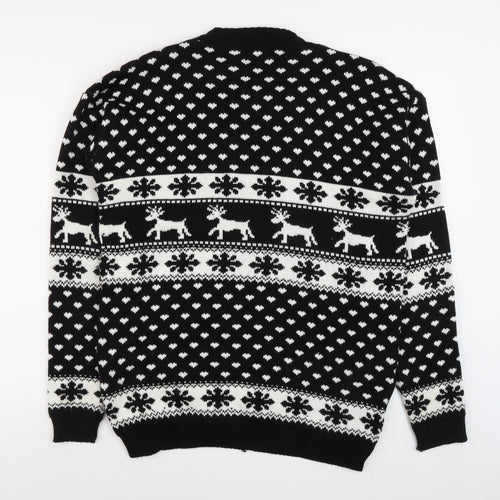 Lady Ice Men Black 2XL Fair Isle Christmas Jumper
