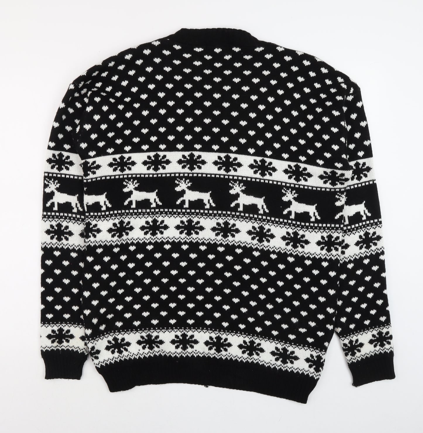 Lady Ice Men Black 2XL Fair Isle Christmas Jumper