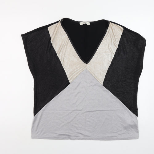 Oasis Women’s Multicoloured V-Neck Colourblock Sleeveless Blouse Size L