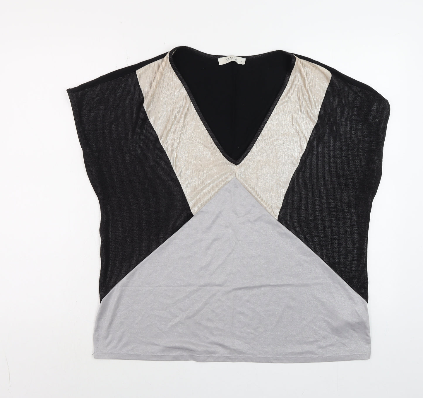 Oasis Women’s Multicoloured V-Neck Colourblock Sleeveless Blouse Size L