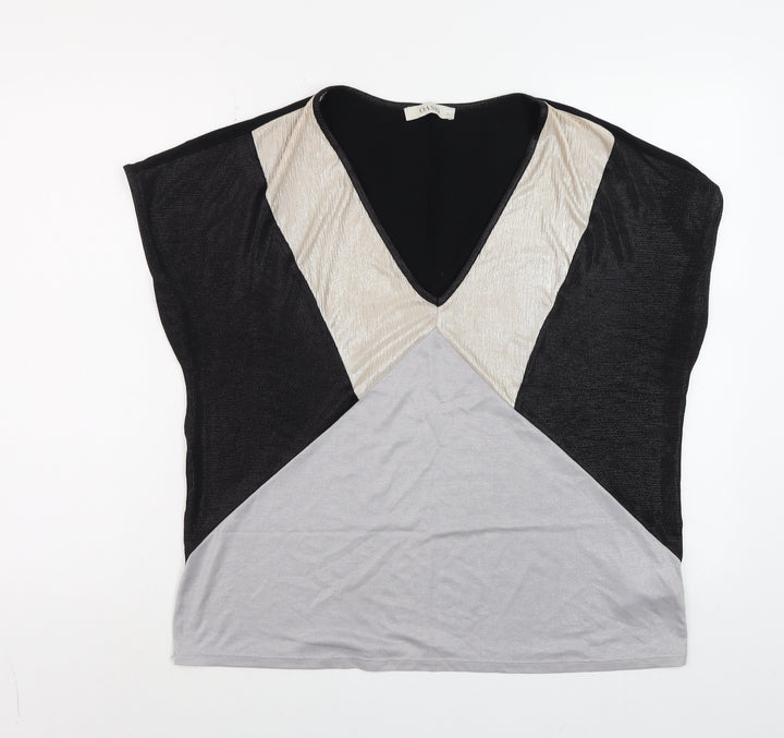 Oasis Women’s Multicoloured V-Neck Colourblock Sleeveless Blouse Size L