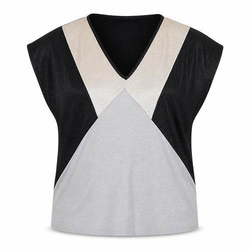 Oasis Women’s Multicoloured V-Neck Colourblock Sleeveless Blouse Size L