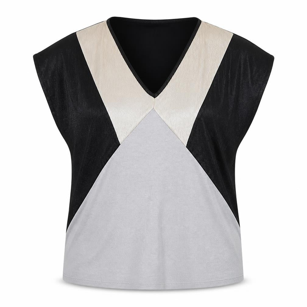 Oasis Women’s Multicoloured V-Neck Colourblock Sleeveless Blouse Size L