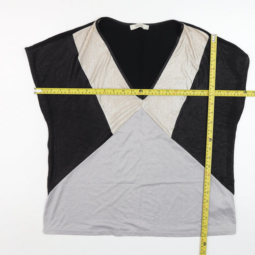 Oasis Women’s Multicoloured V-Neck Colourblock Sleeveless Blouse Size L