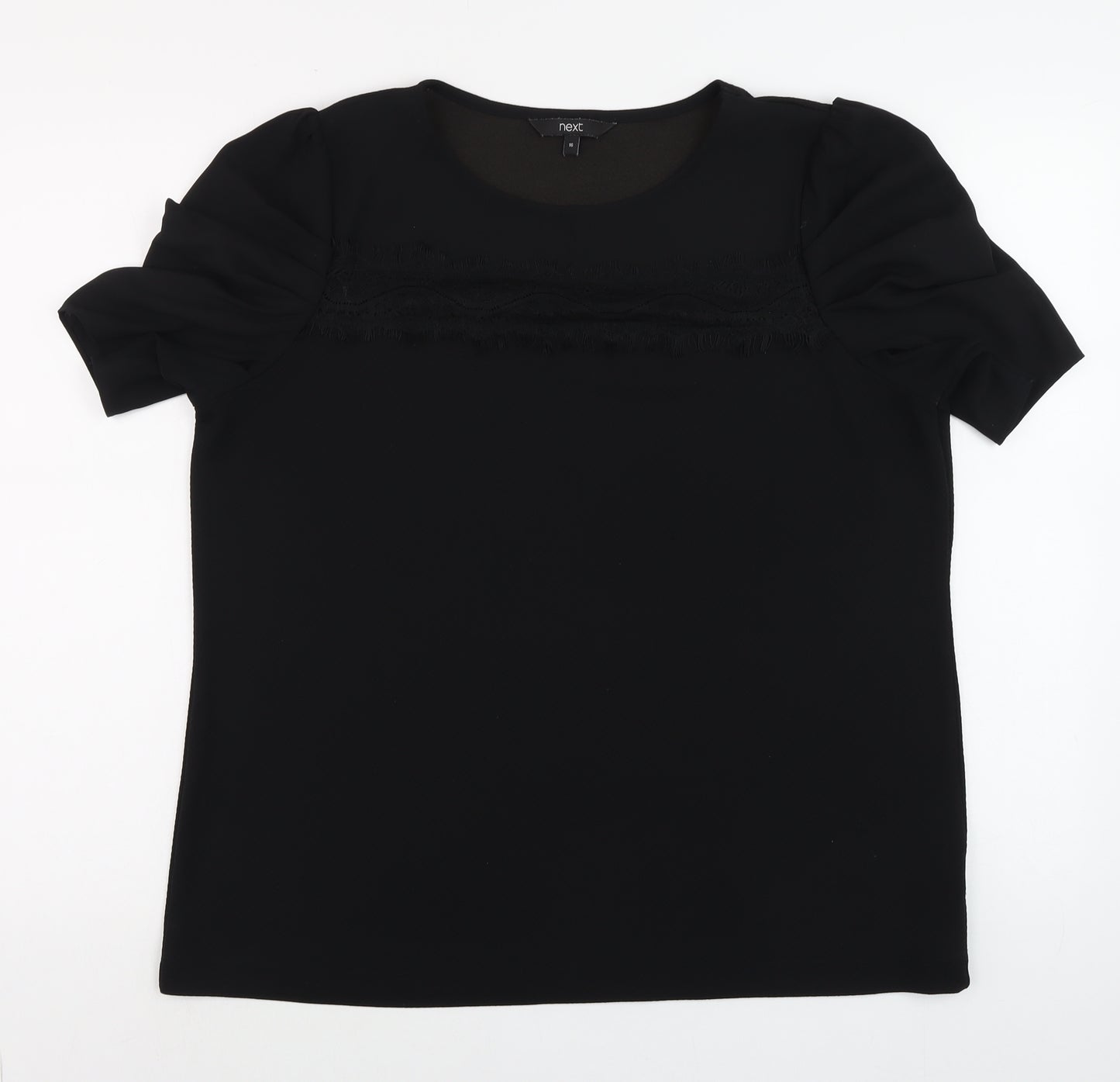 Next Women Black Puff Sleeve Blouse Size 16 Short Sleeve