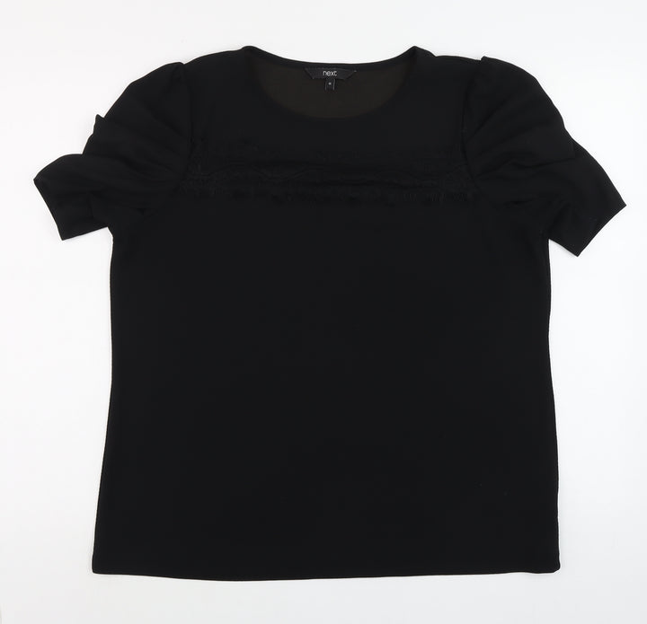 Next Women Black Puff Sleeve Blouse Size 16 Short Sleeve