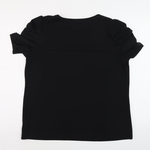 Next Women Black Puff Sleeve Blouse Size 16 Short Sleeve