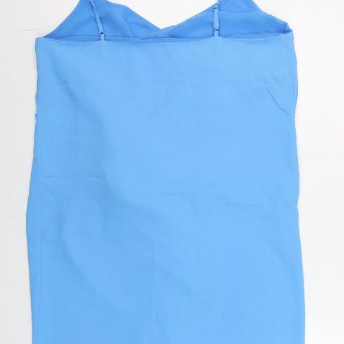 River Island Women’s Blue Slip Dress Size 16 V-Neck Knot Detail