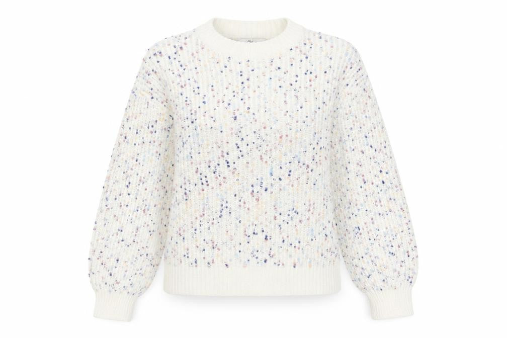 Front view of Reitmans women’s ivory chunky knit speckled jumper, size M
