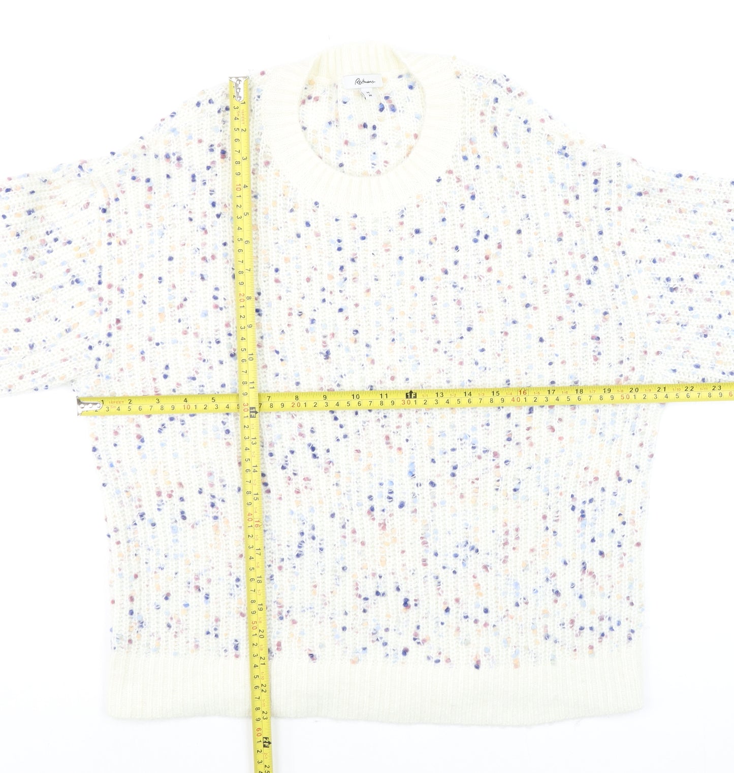 Reitmans Womens Ivory Chunky Knit Speckled Pullover Jumper Size M