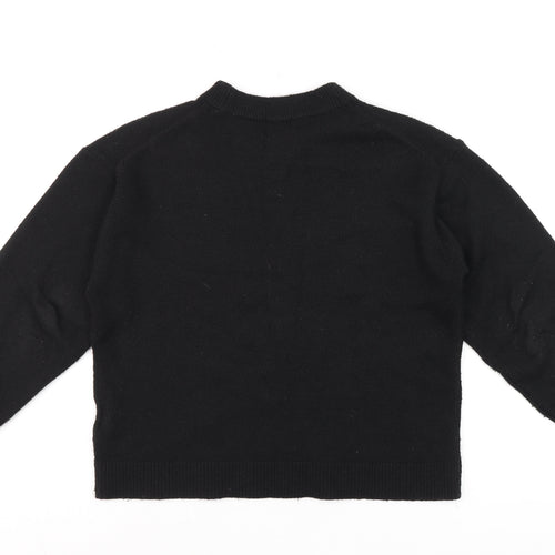 H&M Women's Black Beaded Crew Neck Knit Jumper XS