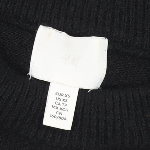 H&M Women's Black Beaded Crew Neck Knit Jumper XS