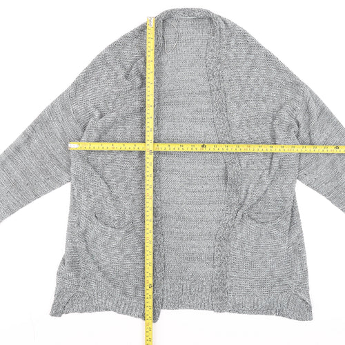 Mango Women’s Grey Knit Cardigan Size S Open Front Pockets Casual