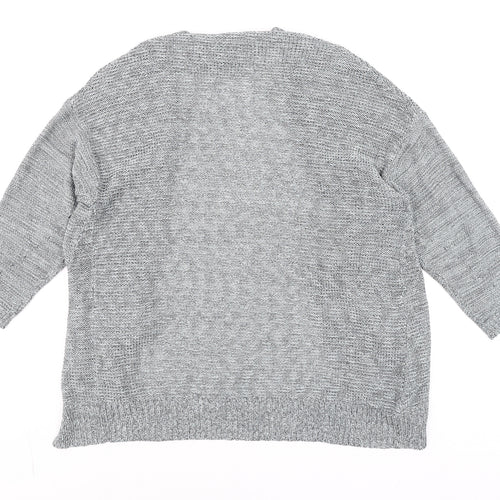 Mango Women’s Grey Knit Cardigan Size S Open Front Pockets Casual