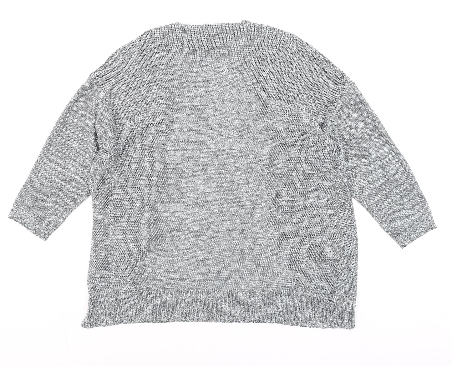 Mango Women’s Grey Knit Cardigan Size S Open Front Pockets Casual