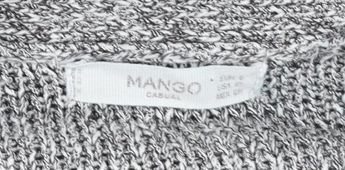 Mango Women’s Grey Knit Cardigan Size S Open Front Pockets Casual