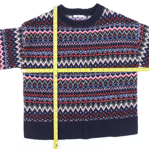 Tu Women’s Multicoloured Fair Isle Knit Jumper Size 12 Crew Neck