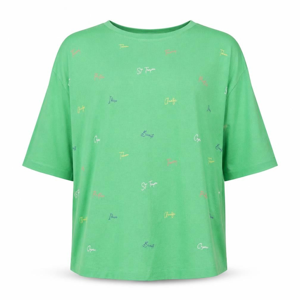 Front view of Next Men’s Green Holiday Print Short Sleeve Knit Top, size L