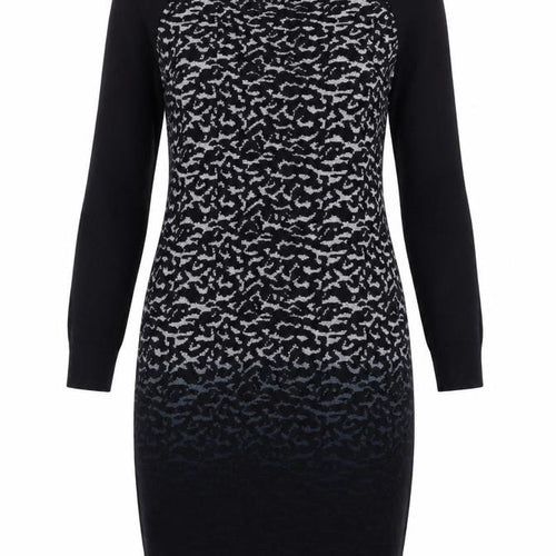 Karen Millen Women Black Animal Print Knit Bodycon Dress Size 12