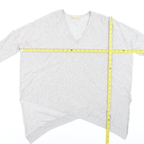 Phase Eight Women’s Grey V-Neck Asymmetric Jersey Top Size L