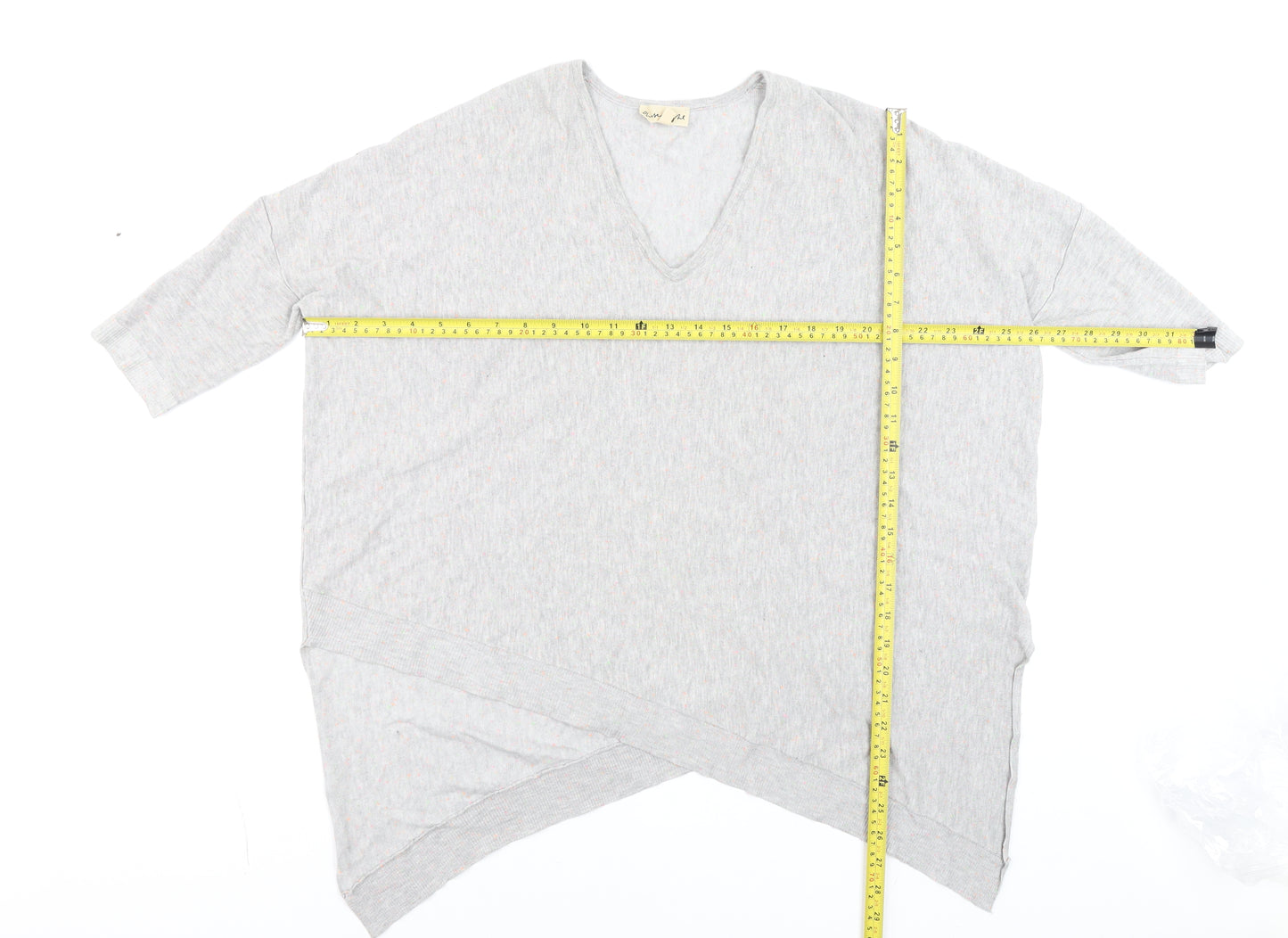 Phase Eight Women’s Grey V-Neck Asymmetric Jersey Top Size L