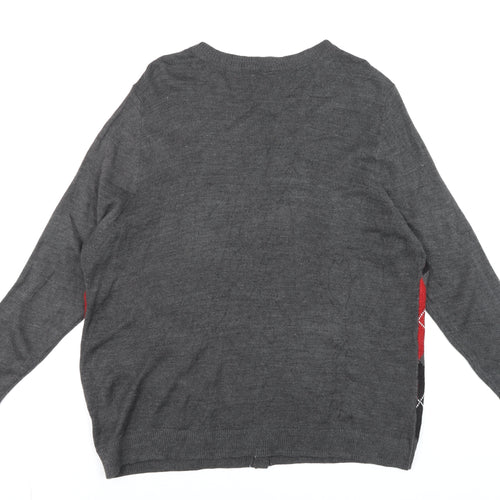 Croft & Barrow Men's Grey Argyle Cardigan 2XL Acrylic Knit
