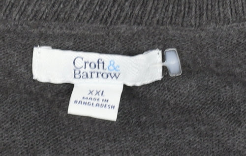 Croft & Barrow Men's Grey Argyle Cardigan 2XL Acrylic Knit