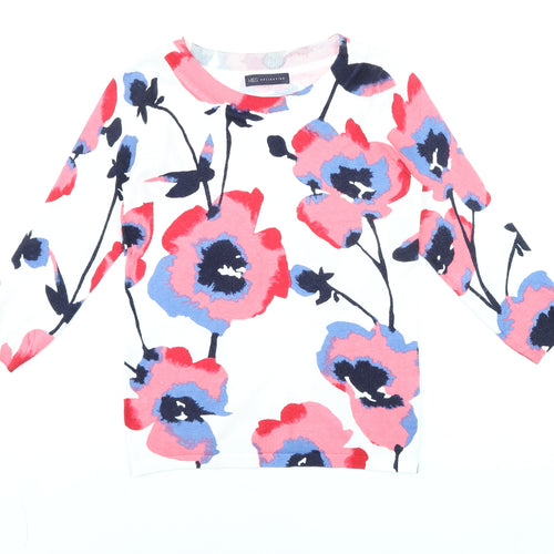 Marks and Spencer Women's Multicoloured Floral 3/4 Sleeve Jersey T-Shirt UK 8