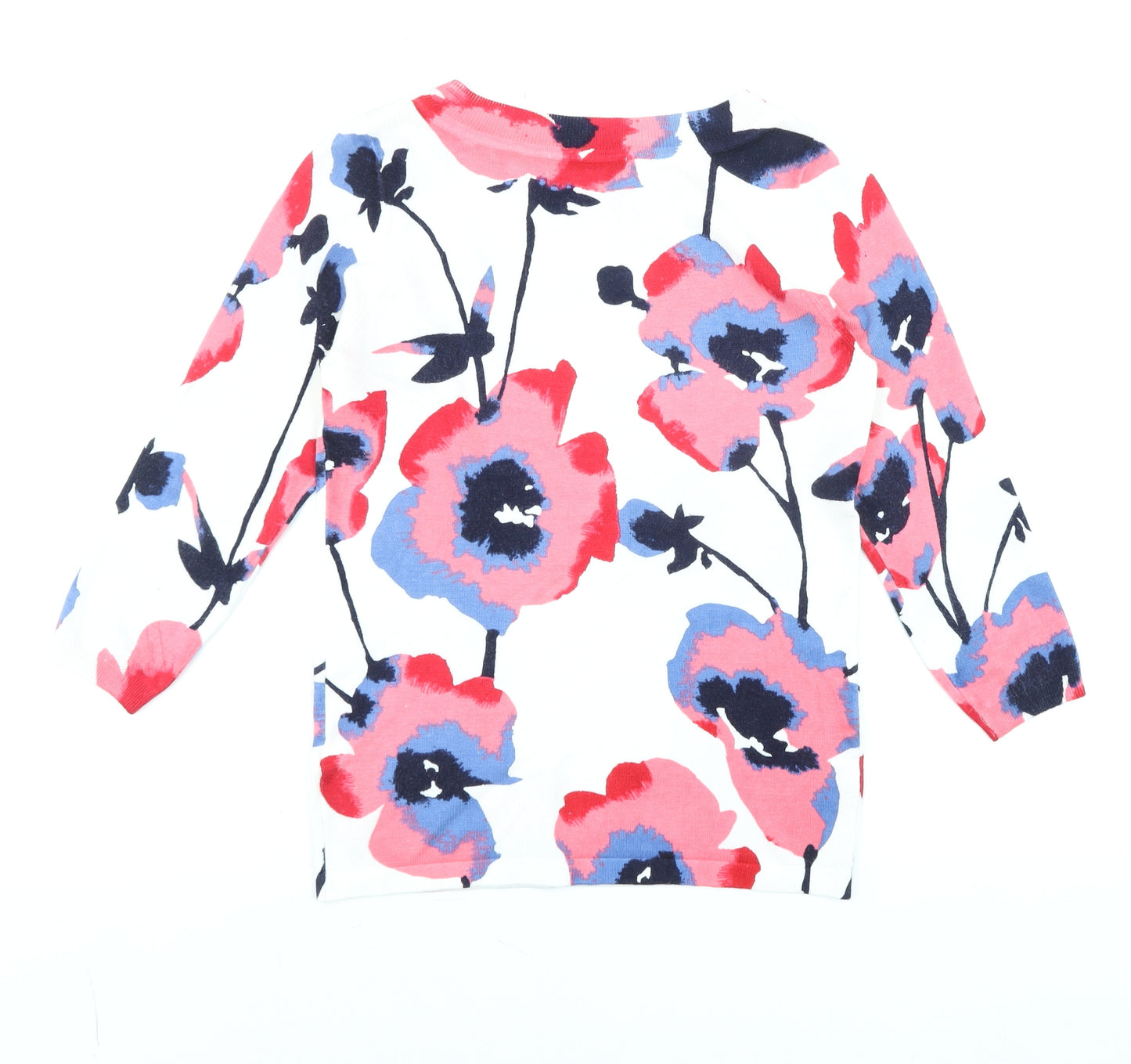 Marks and Spencer Women's Multicoloured Floral 3/4 Sleeve Jersey T-Shirt UK 8