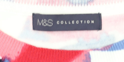 Marks and Spencer Women's Multicoloured Floral 3/4 Sleeve Jersey T-Shirt UK 8