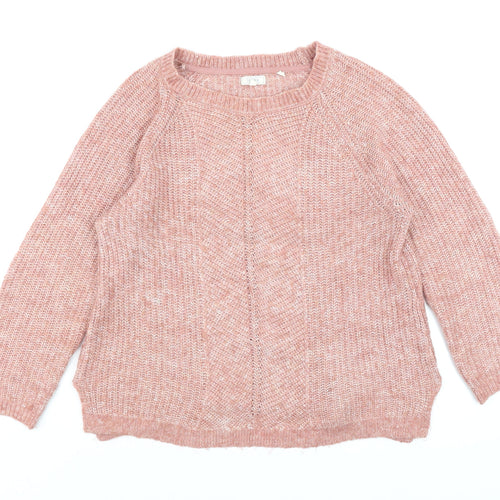 Fat Face Women Pink Chunky Knit Pullover Jumper Size 12