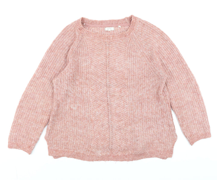 Fat Face Women Pink Chunky Knit Pullover Jumper Size 12