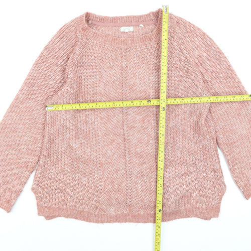 Fat Face Women Pink Chunky Knit Pullover Jumper Size 12