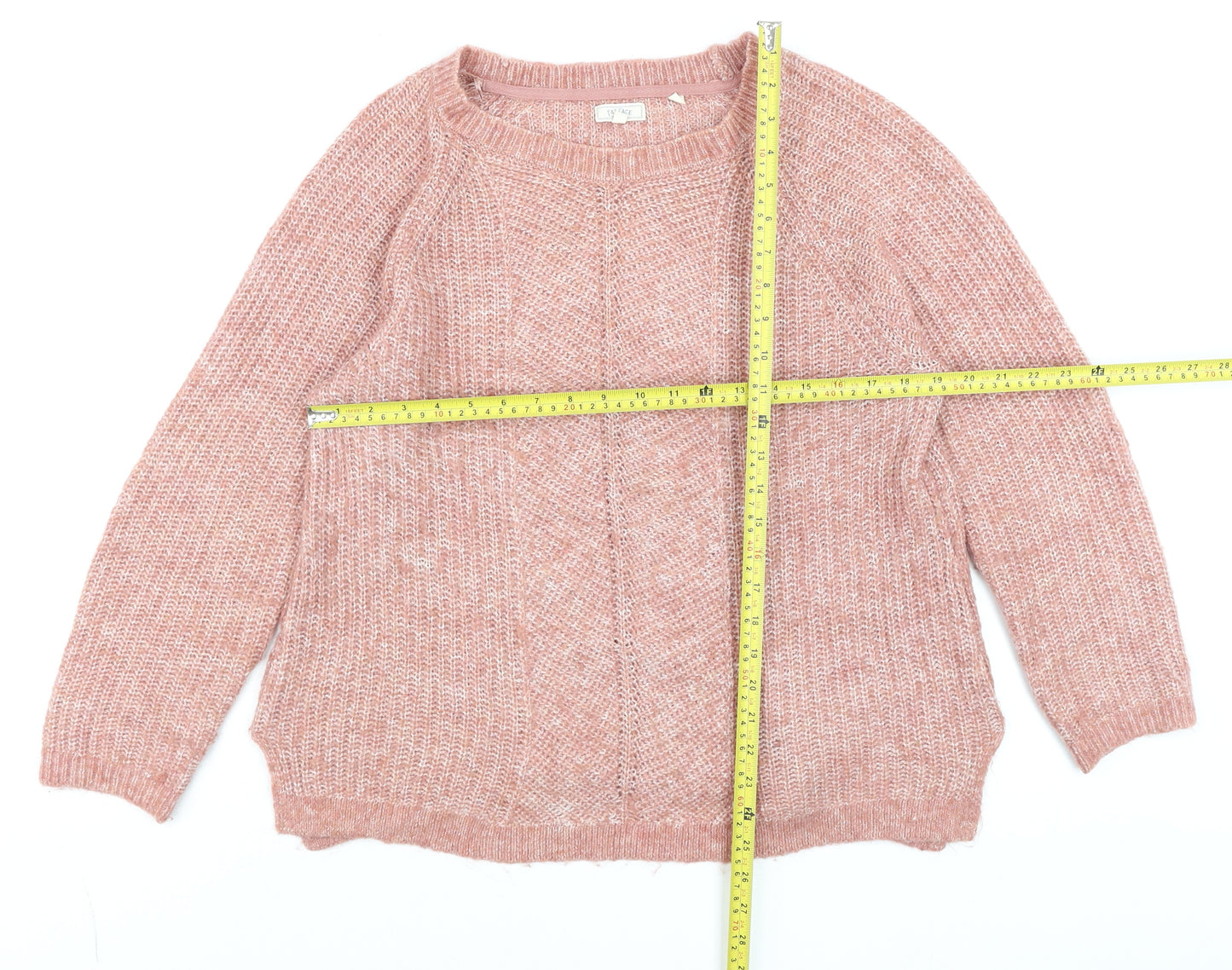 Fat Face Women Pink Chunky Knit Pullover Jumper Size 12