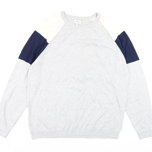 Next Men Grey 2XL Crew Neck Cotton Pullover Jumper