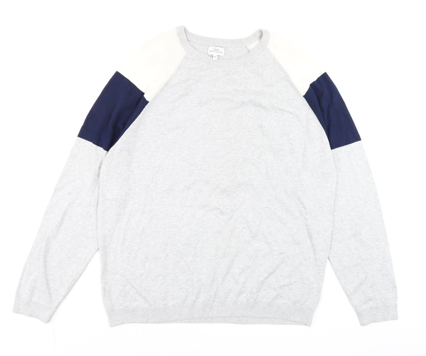 Next Men Grey 2XL Crew Neck Cotton Pullover Jumper