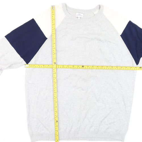 Next Men Grey 2XL Crew Neck Cotton Pullover Jumper