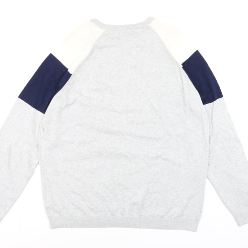 Next Men Grey 2XL Crew Neck Cotton Pullover Jumper
