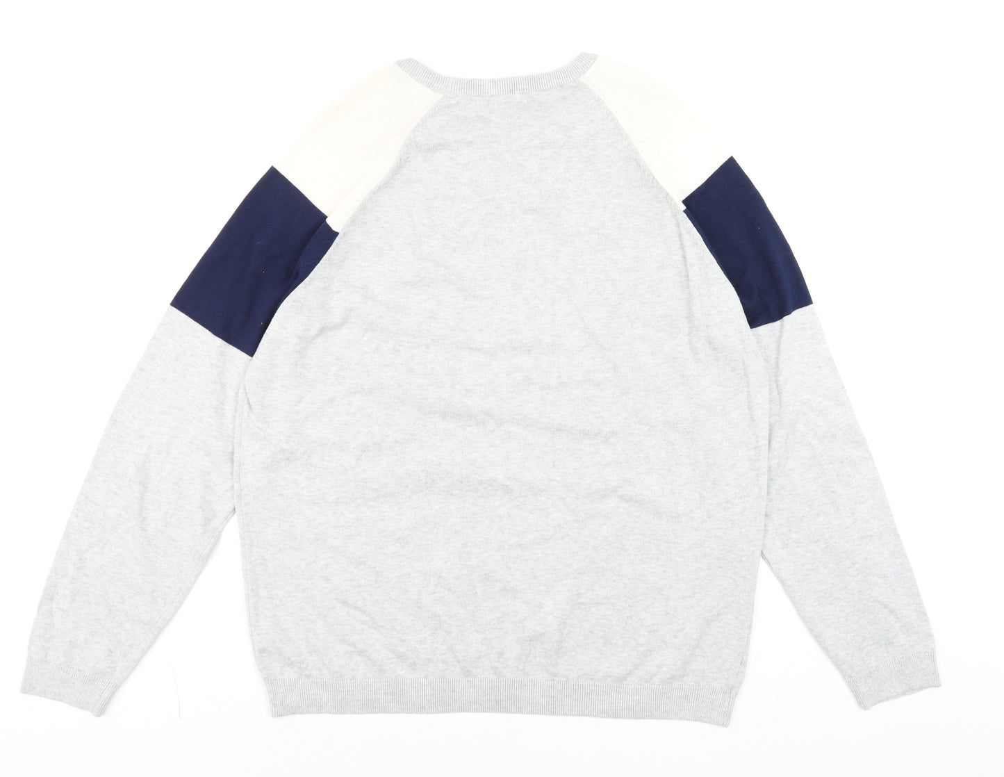 Next Men Grey 2XL Crew Neck Cotton Pullover Jumper